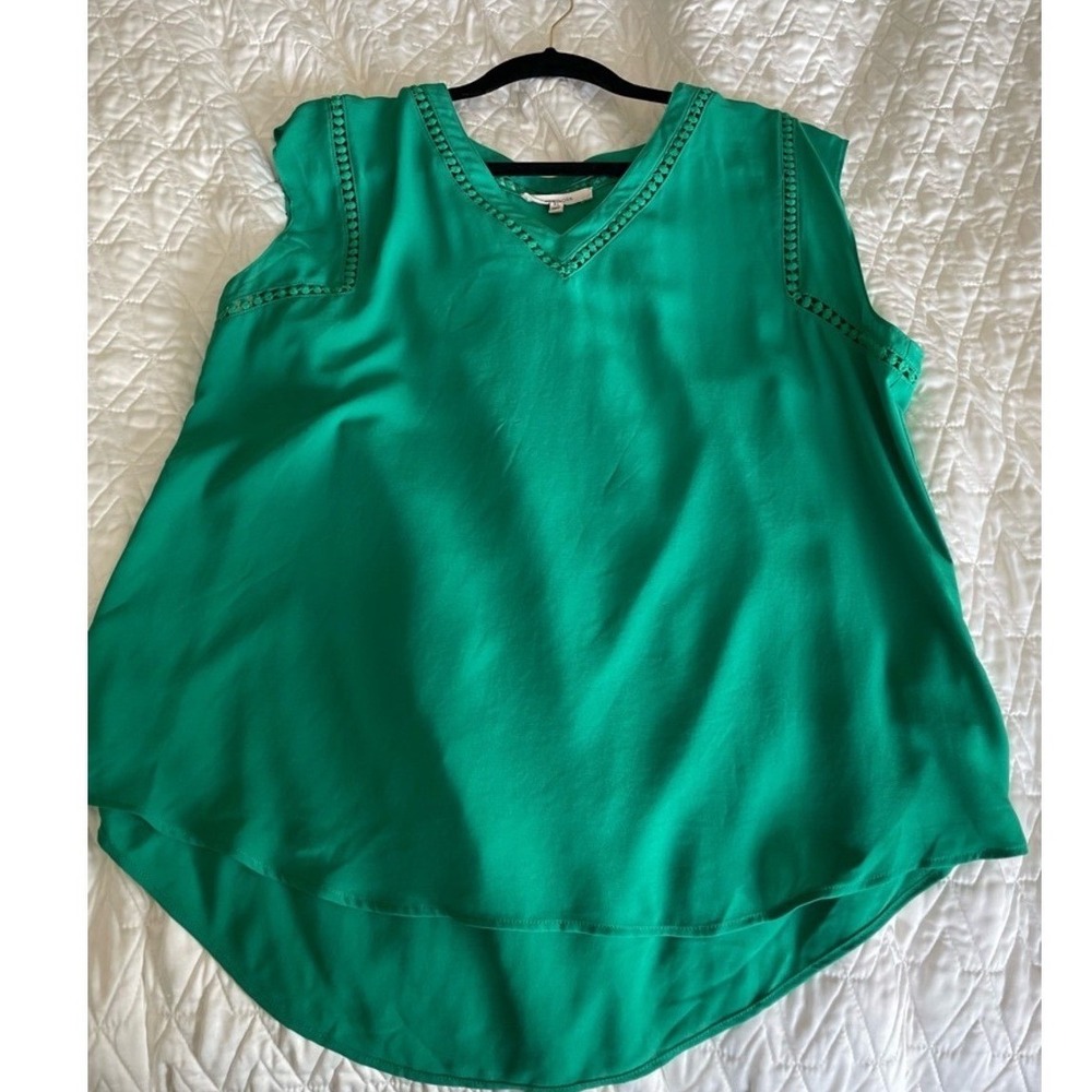 41 Hawthorn Carla Crochet Detail Blouse - Kelly Green-Size XL